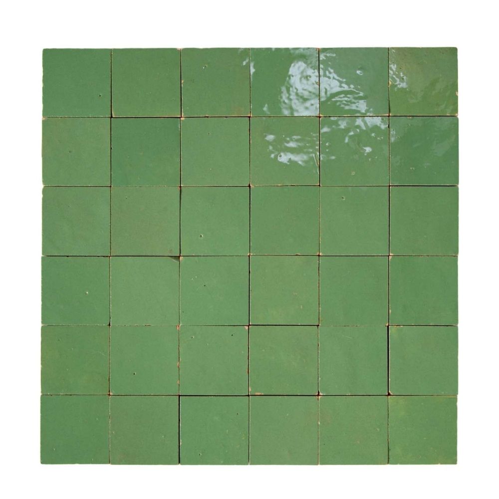 Carreaux De Faïence Mexicains Monochromes - Verde Lima Deslavado - 10x10 Cm - Cerames